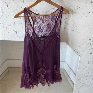 Free People Lace/Gauze Top